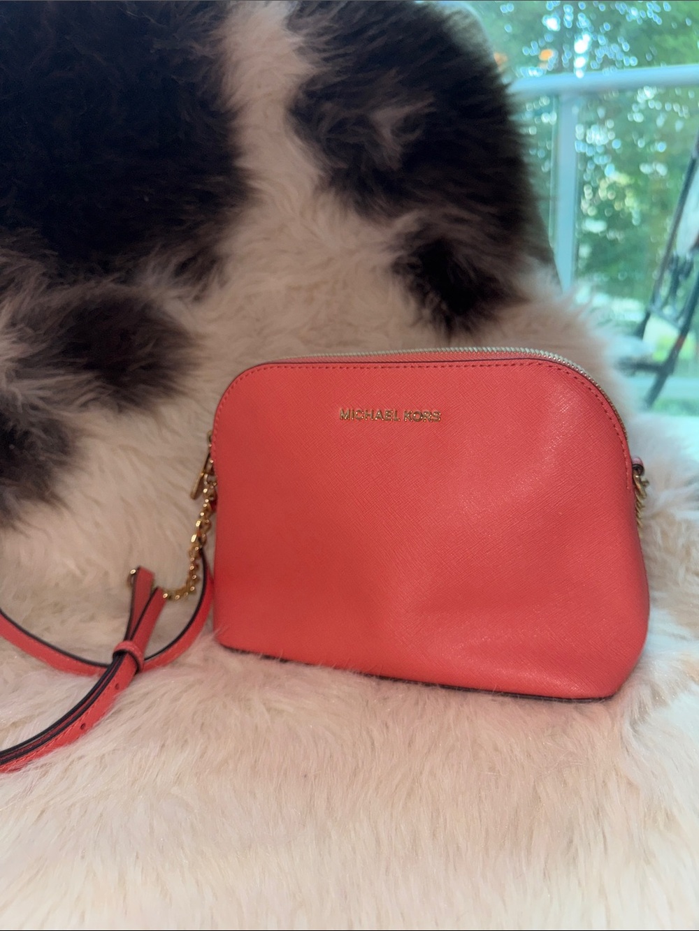 Michael Kors Coral-Orange Leather Crossbody Bag